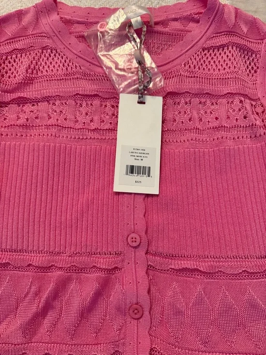 LoveShackFancy Pink Crochet Knit Button-Up Cardigan - Picture 4 of 4